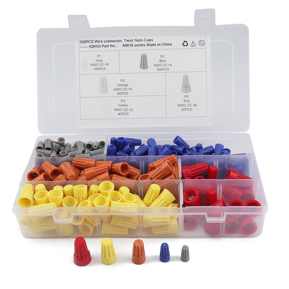 Osmond 320 Piece Crimp Cap Screw Terminal/Wire Connector/Cap Terminal Closed Terminal ABS