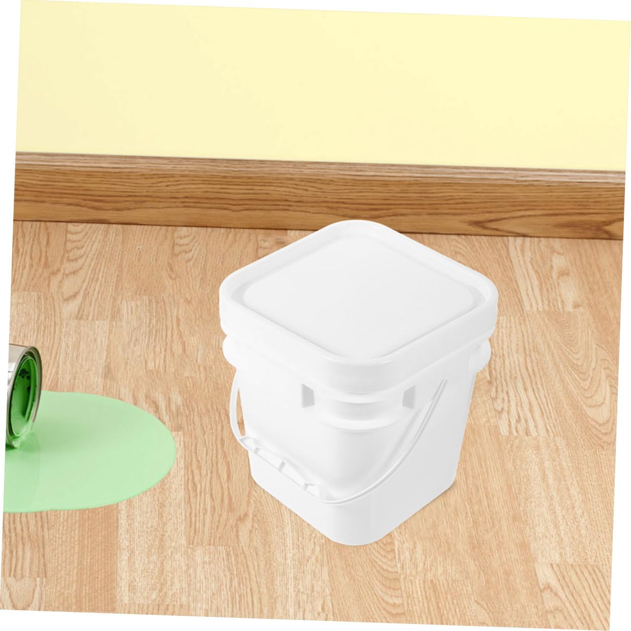 Cubo de Pintura de Plástico Blanco PP 5l con Tapa, 2 Unidades
