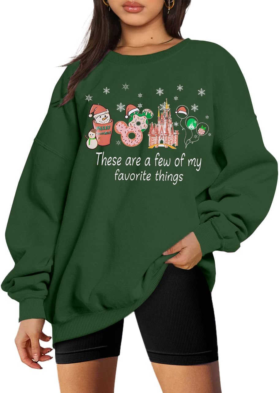 MYHALF Christmas Sweatshirt Women Xmas Shirts: Oversized Merry Christmas Crewneck Sweater Funny Magical Snowman Graphic Tops