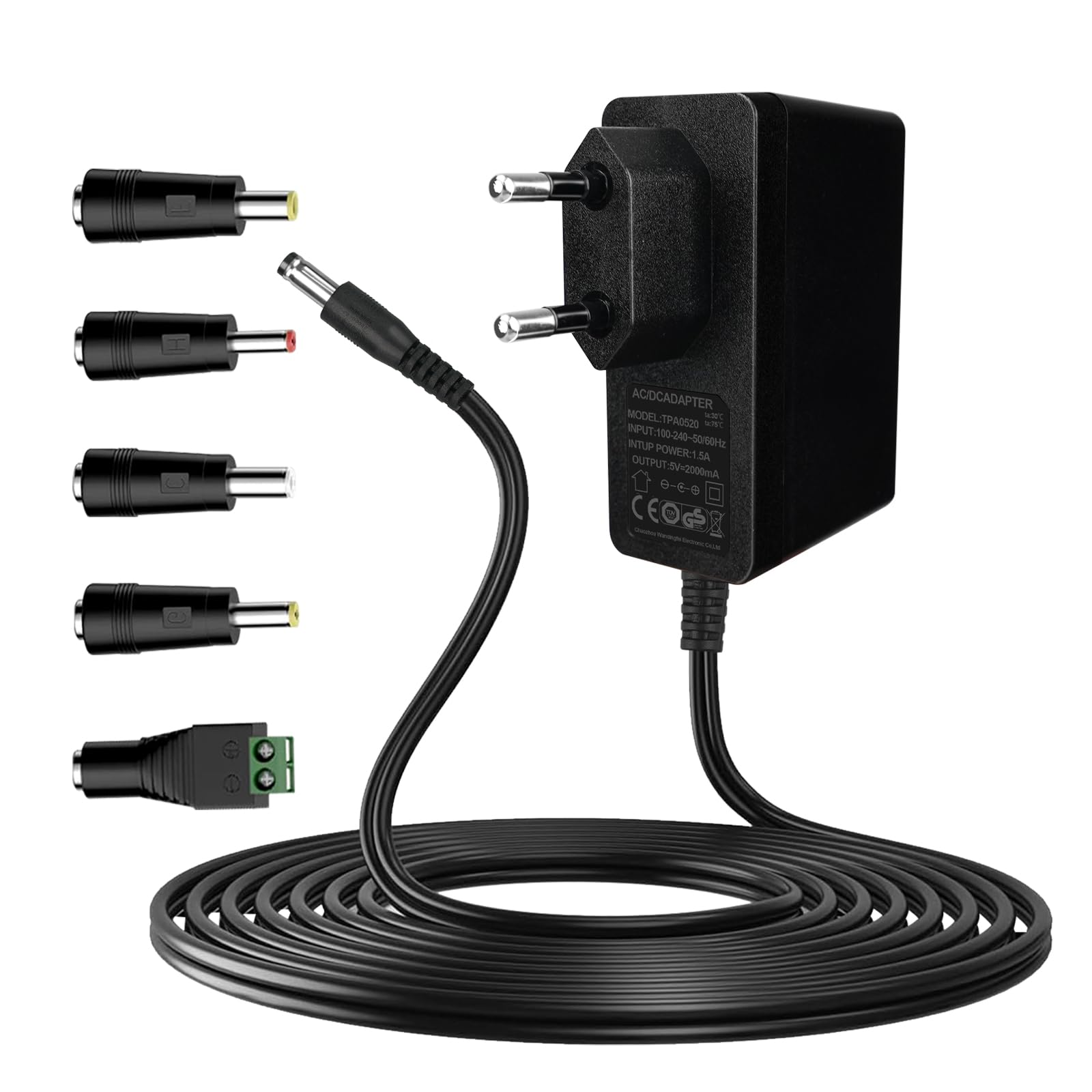 Gonew21 5V Netzteil 2A - Universal Netzteil 5V, 2 Meter langes Kabel AC Adapter Eingang 100-240V 50-60HZ, AusgangNetzteil 5V 2A 10W, 5 Steckernetzteil DC, AC/DC Adapter, LED-Licht, Mehr 5V-Geräte