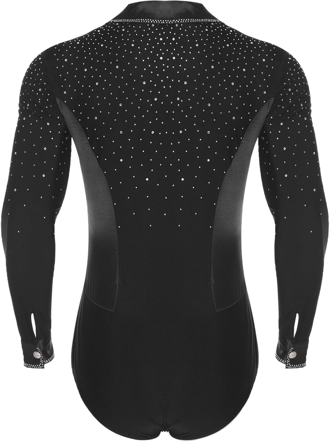 Mens Long Sleeve Latin Dance Shirt Tops Figure Skating Bodysuit Tango Cha-cha Ballet Dancewear