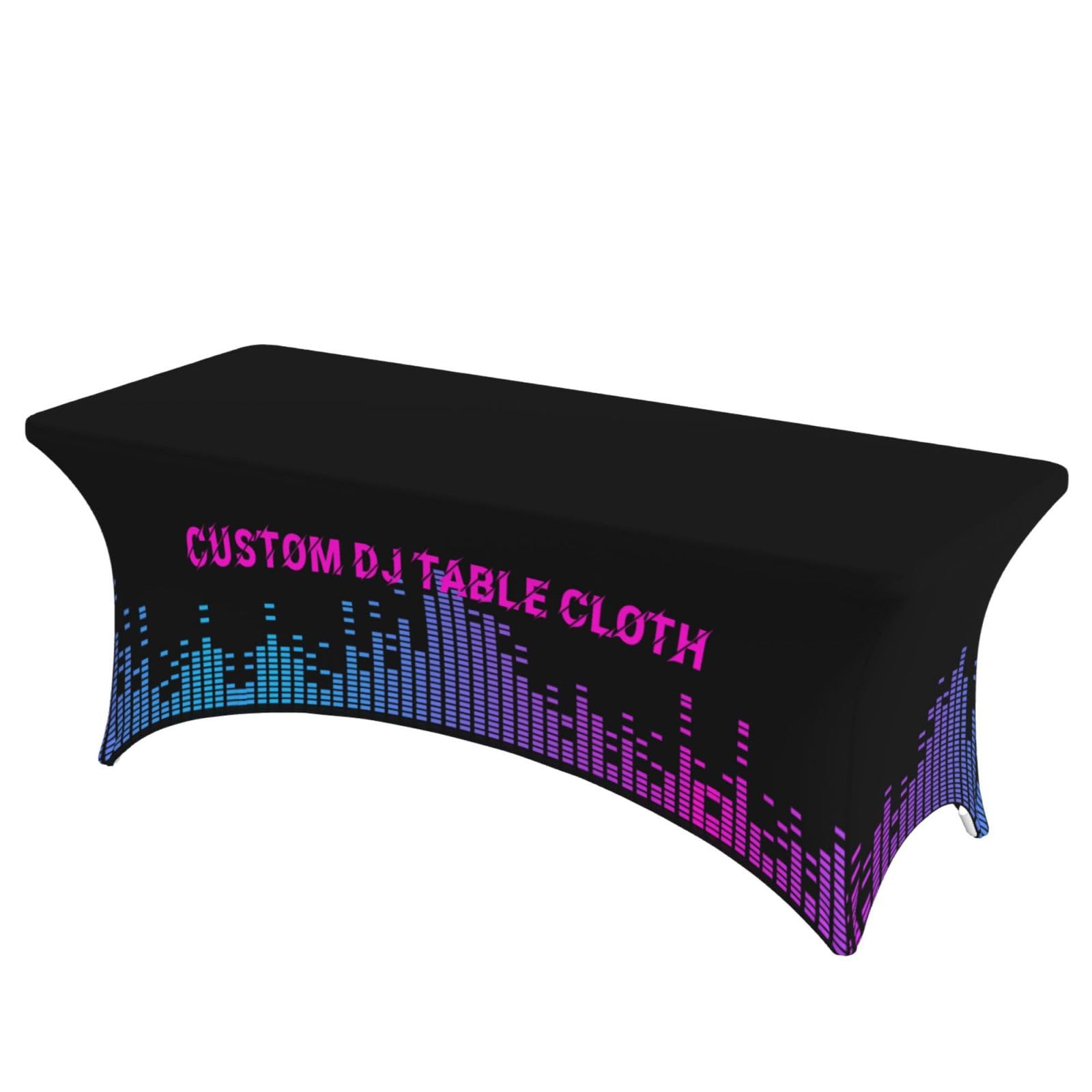 Tovaglia da DJ personalizzata con logo aziendale, tovaglia personalizzata in poliestere spandex elasticizzato per tavoli da 1,2 m/1,8 m, tovaglia personalizzata per feste, matrimoni, fiere, eventi