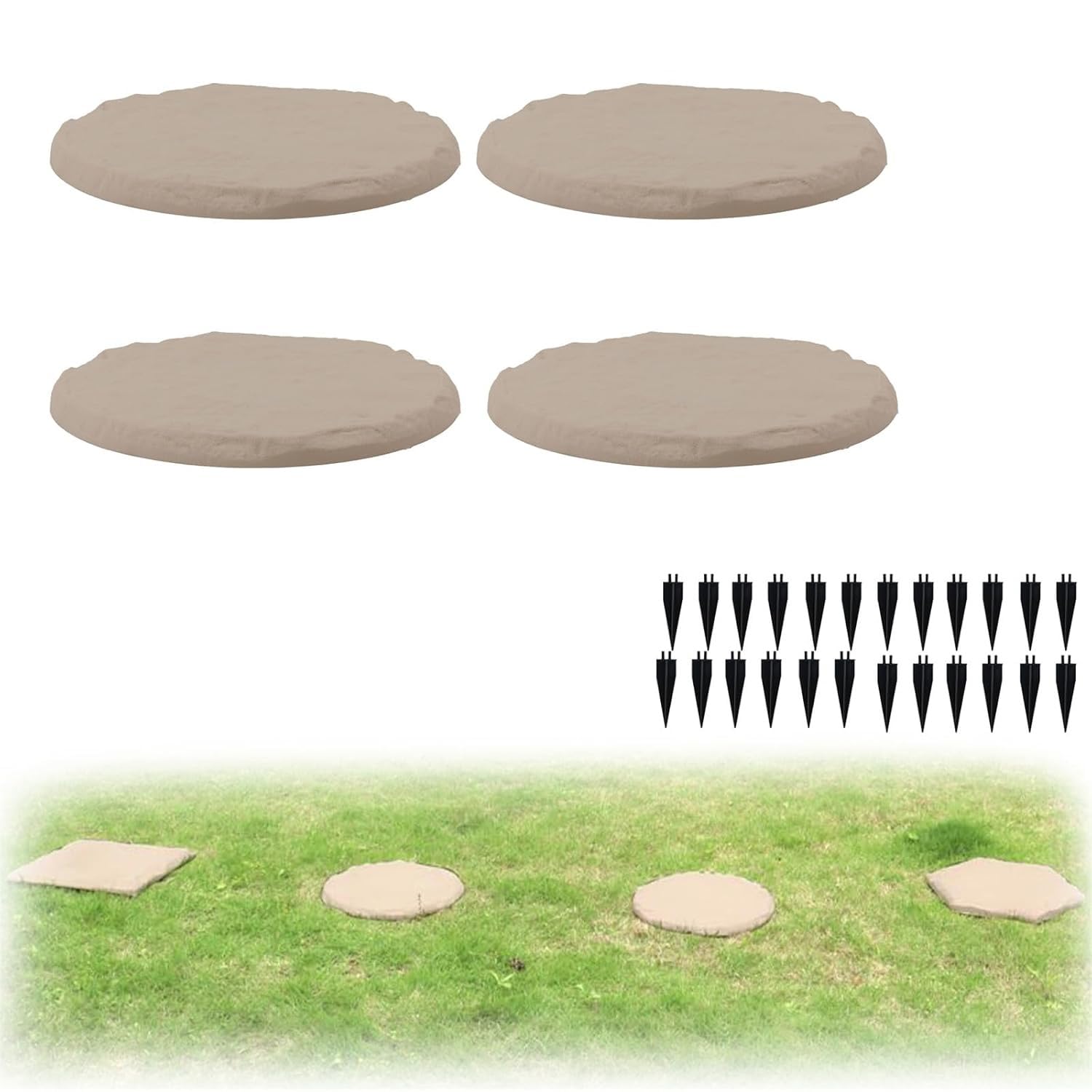Grands Pas Japonais for allées de Jardin, Pas Japonais Amovibles en Imitation Pierre, Pas Japonais indestructibles for trottoirs extérieurs(White (Circle))