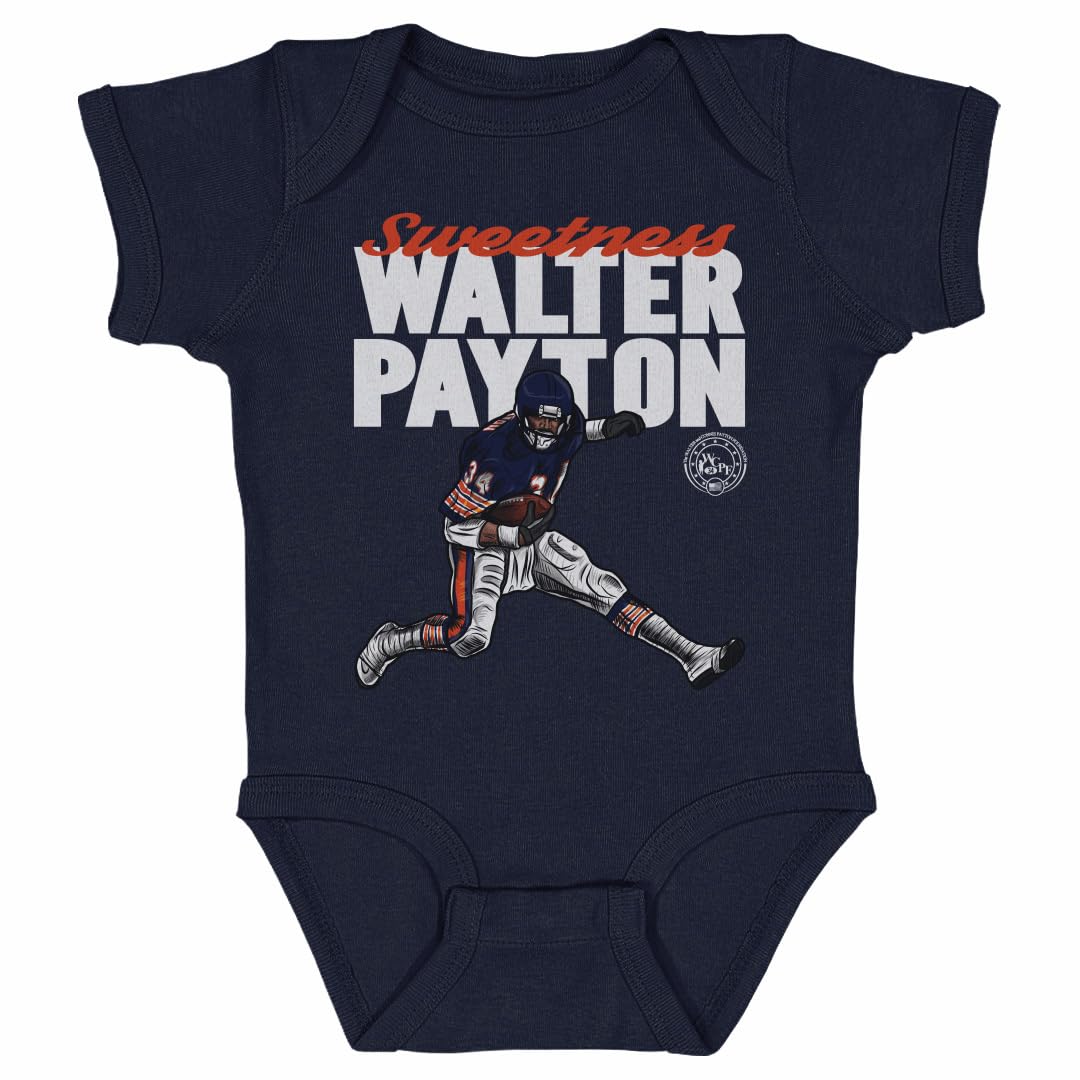 500 LEVEL Walter Payton Baby Infant One Piece Bodysuit (18M, Navy) - Walter Payton Hurdle WHT