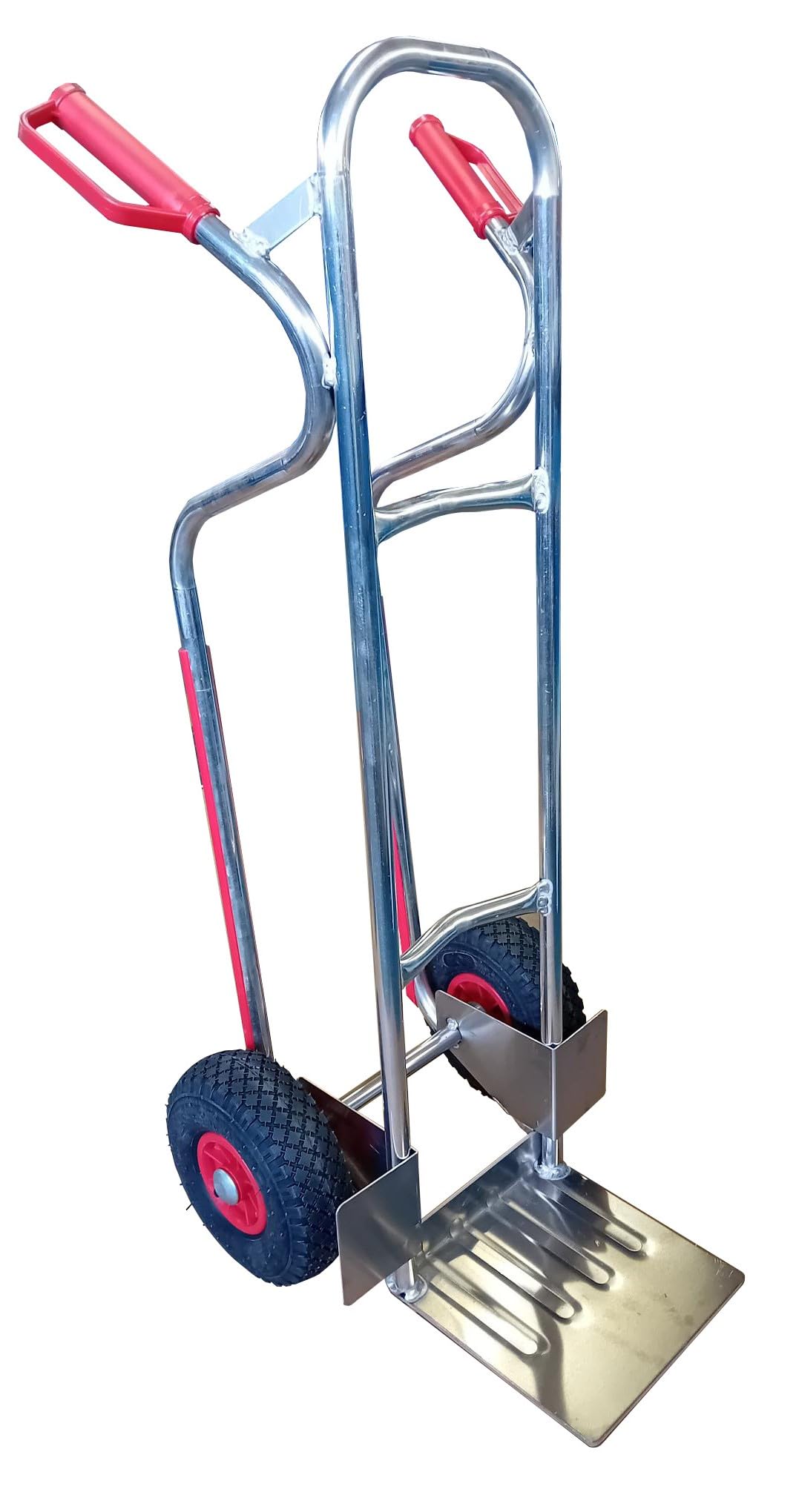 RLW - Carrello impilabile professionale in alluminio Alu200, 200 kg, pala 280 x 280 mm, prodotto in UE, non importazione asiatica (ruote a scelta) (ruota pneumatica nero/cerchione in PVC