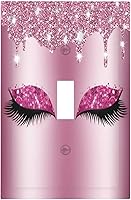 Vista 78 de Placa de pared de doble palanca de 2 cuadrillas con diamantes brillantes con diamantes, bonito ojo fucsia, placa frontal decorativa para dormitorio