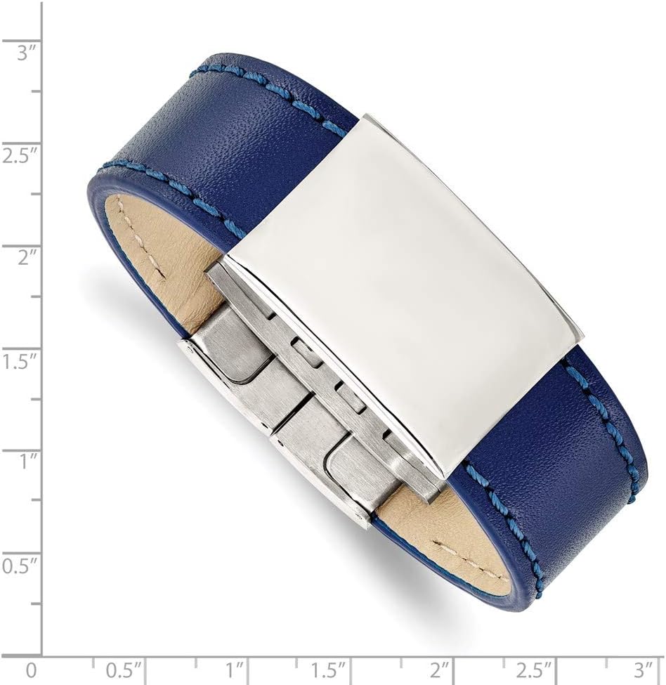 Bracelet White Stainless Steel bracelet ID Blue Men's 8.25 in