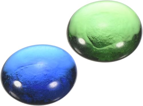 MECCANIXITY Mármoles de vidrio plano de 0.669-0.748 in, piedras decorativas azules y verdes, cuentas de vidrio, relleno de jarrón de roca para