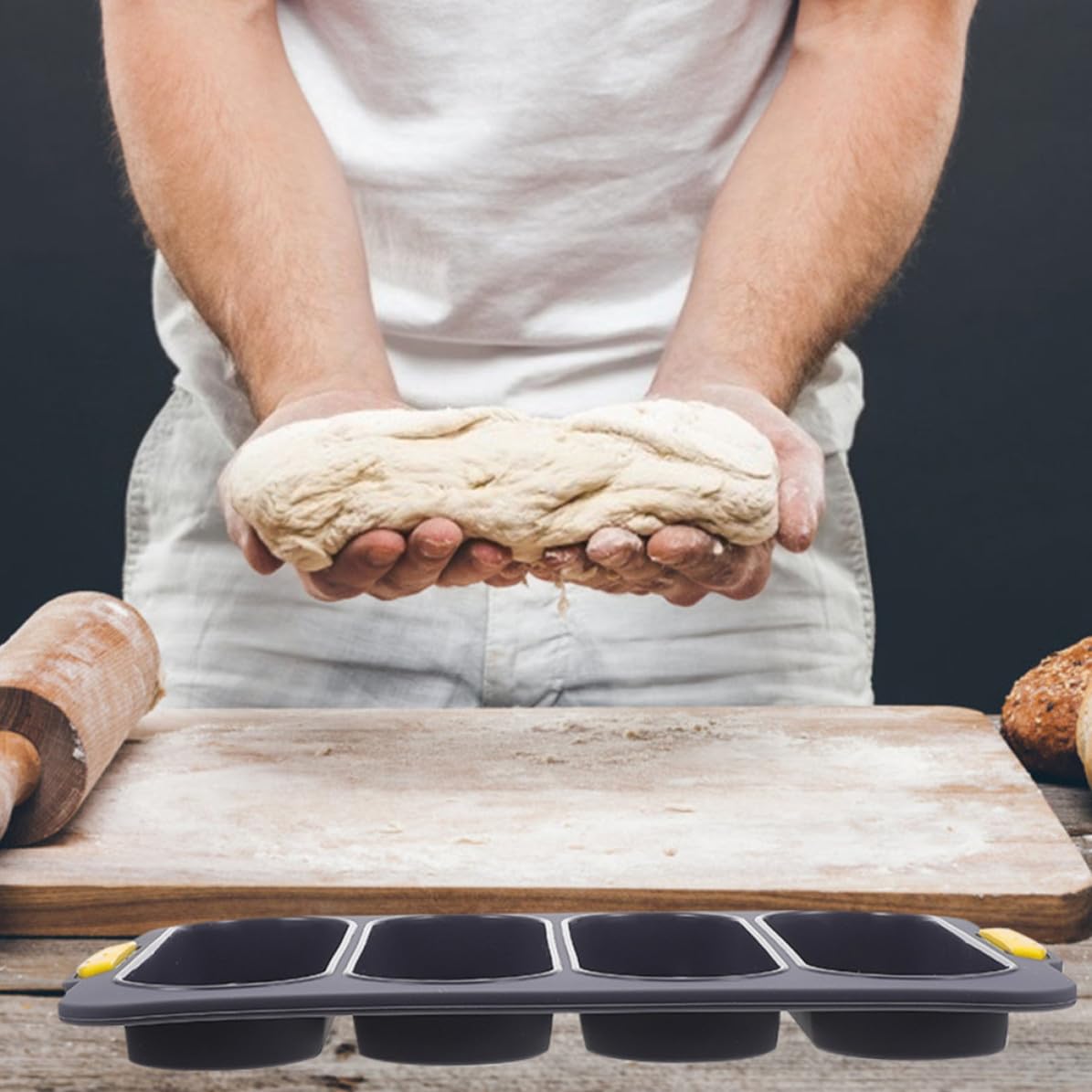 KICHOUSE Silikon Baguette Backform mit Gleichmäßiger Hitzeverteilung 2 Stück und Kältebeständigem Material für Französisches Brot und Backzubehör im Haushalt