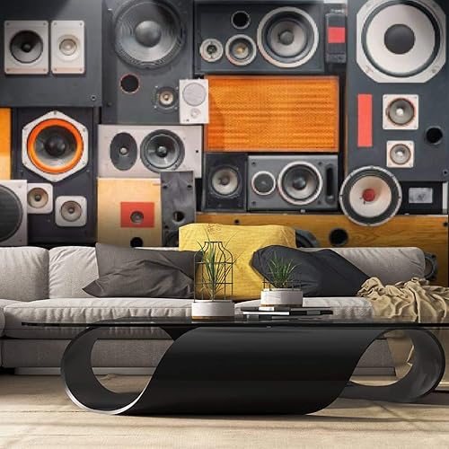 Miniatura 2 de Mural de pared de estilo retro vintage, altavoces de sonido de música, papel tapiz autoadhesivo autoadhesivo adhesivo de pared grande adhesivo de