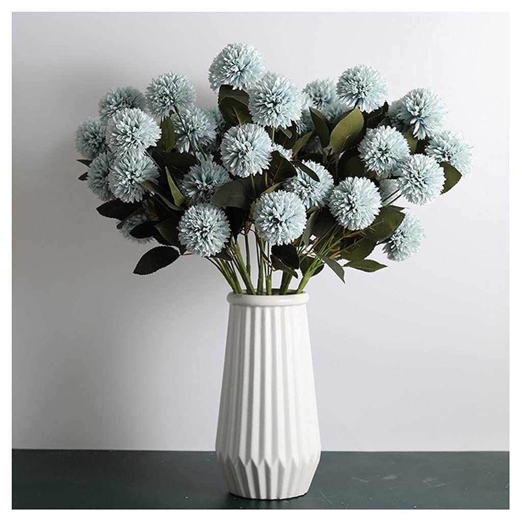 MYUYEE Artificial Flowers Artificial Hydrangea Dandelion Bunch Living Room Table Floral Decoration Fake Flower Office Wedding Flower Arrangement Romantic And Beautiful Flowers A(Blue)