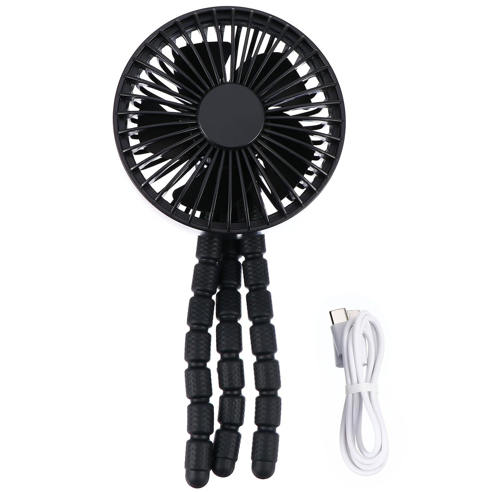 LIFKOME Ventilador de exterior recargable con clip para cochecito de, negro, ABS y PP, ligero, ajuste de viento de tres velocidades, para verano