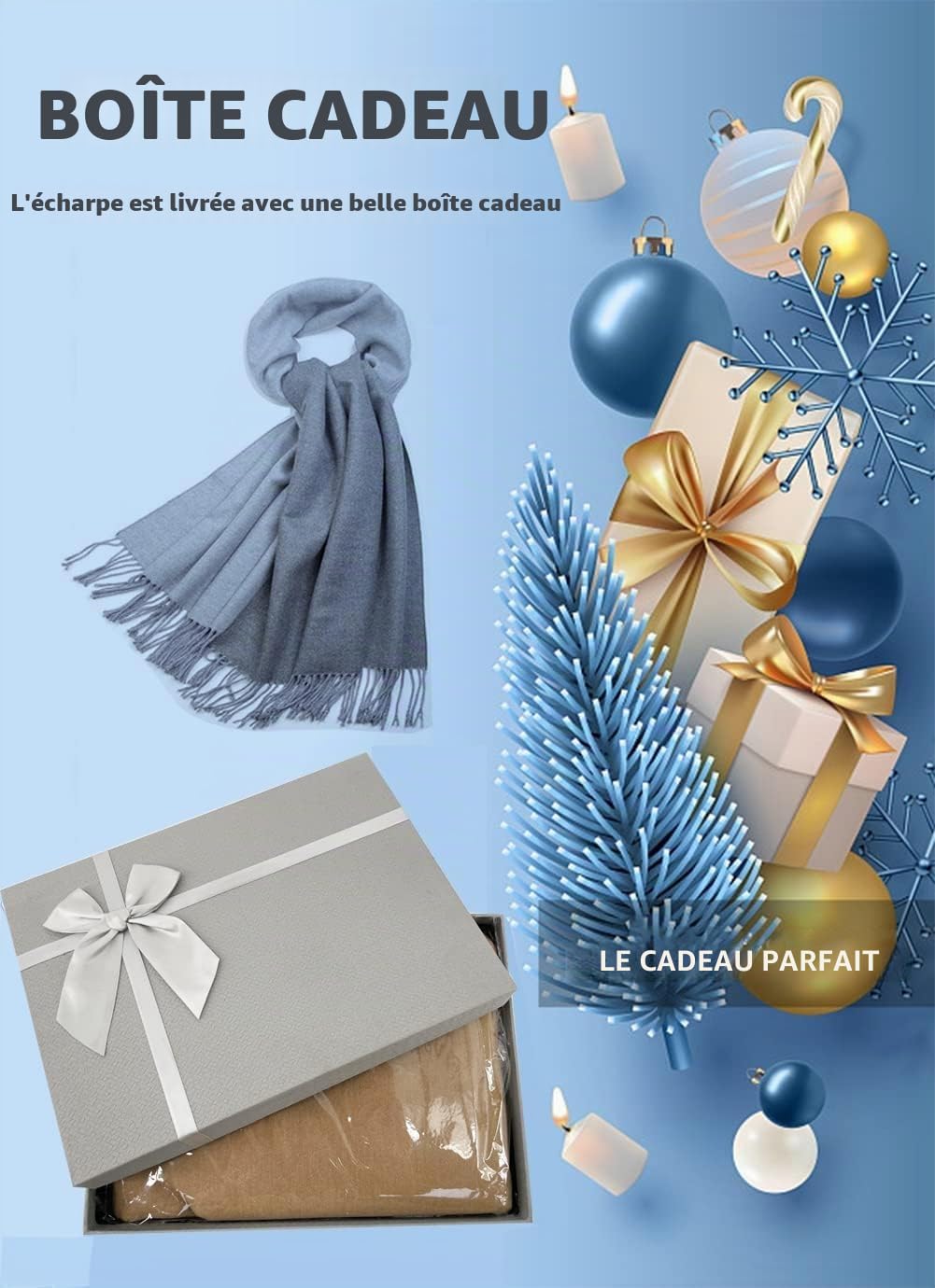80''*27'' Écharpe en Cachemire pour Femmes Écharpe Cadeau pour Femmes Châle en Cachemire Douce et Chaude Enveloppée en Hiver