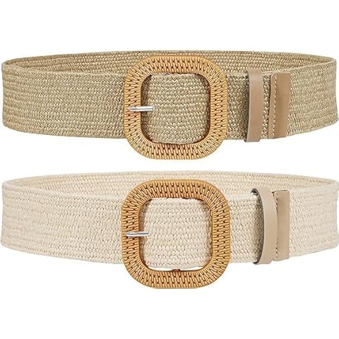 YCLFHOO Straw Woven Elastic Waist Belts Cover