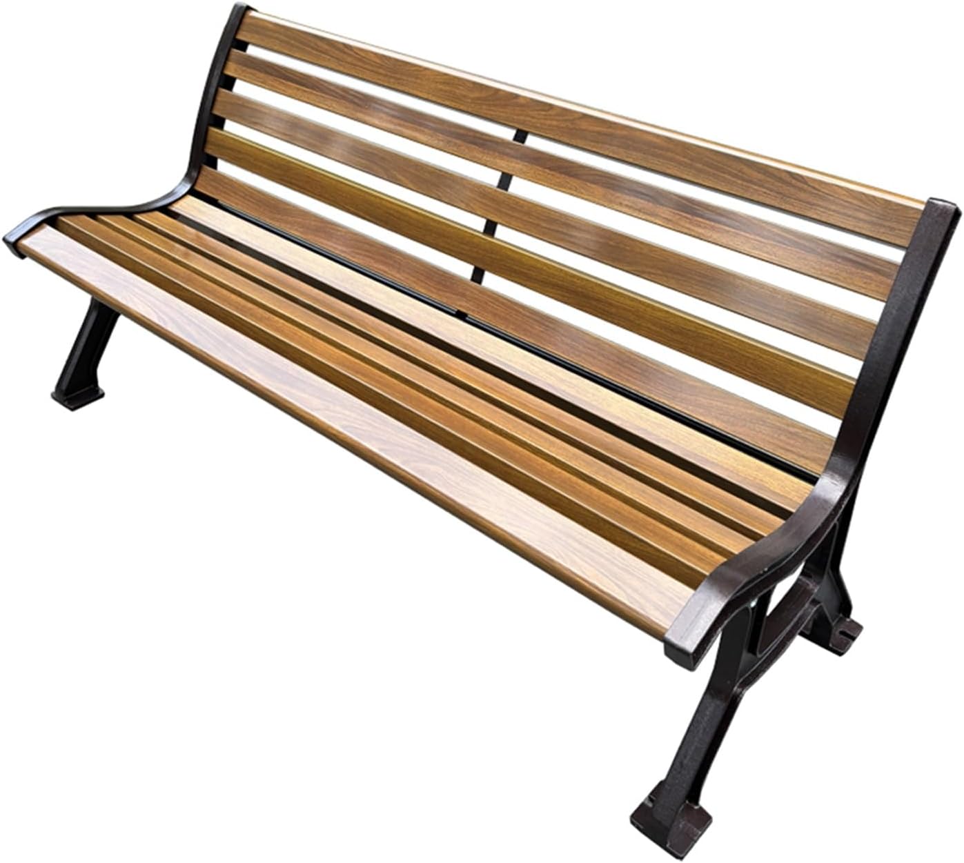Metal Slatted Bench, Outdoor Garden Bench with Curved Seat, All-Weather 2-Person Benches for Porch, Park, Yard, Lawn, Patio Metal Slatted Bench, Outdoor Garden Bench with Curved Seat, All-Weather 2-Person Benches for Porch, Park, Yard, Lawn, Patio