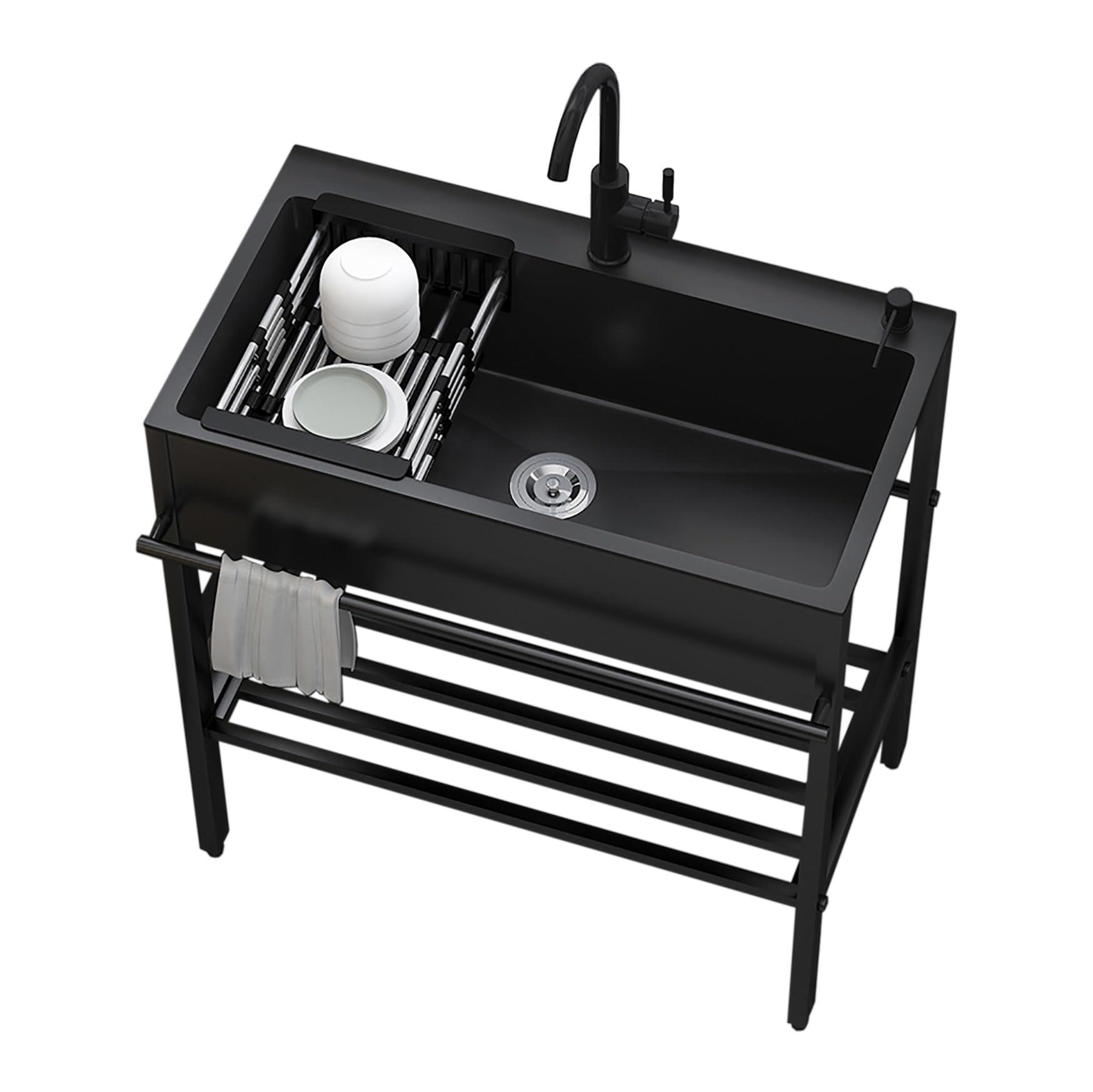 Lavello da Cucina,lavello Esterno,Nero,Acciaio Inossidabile,Indipendente,68x45x86cm