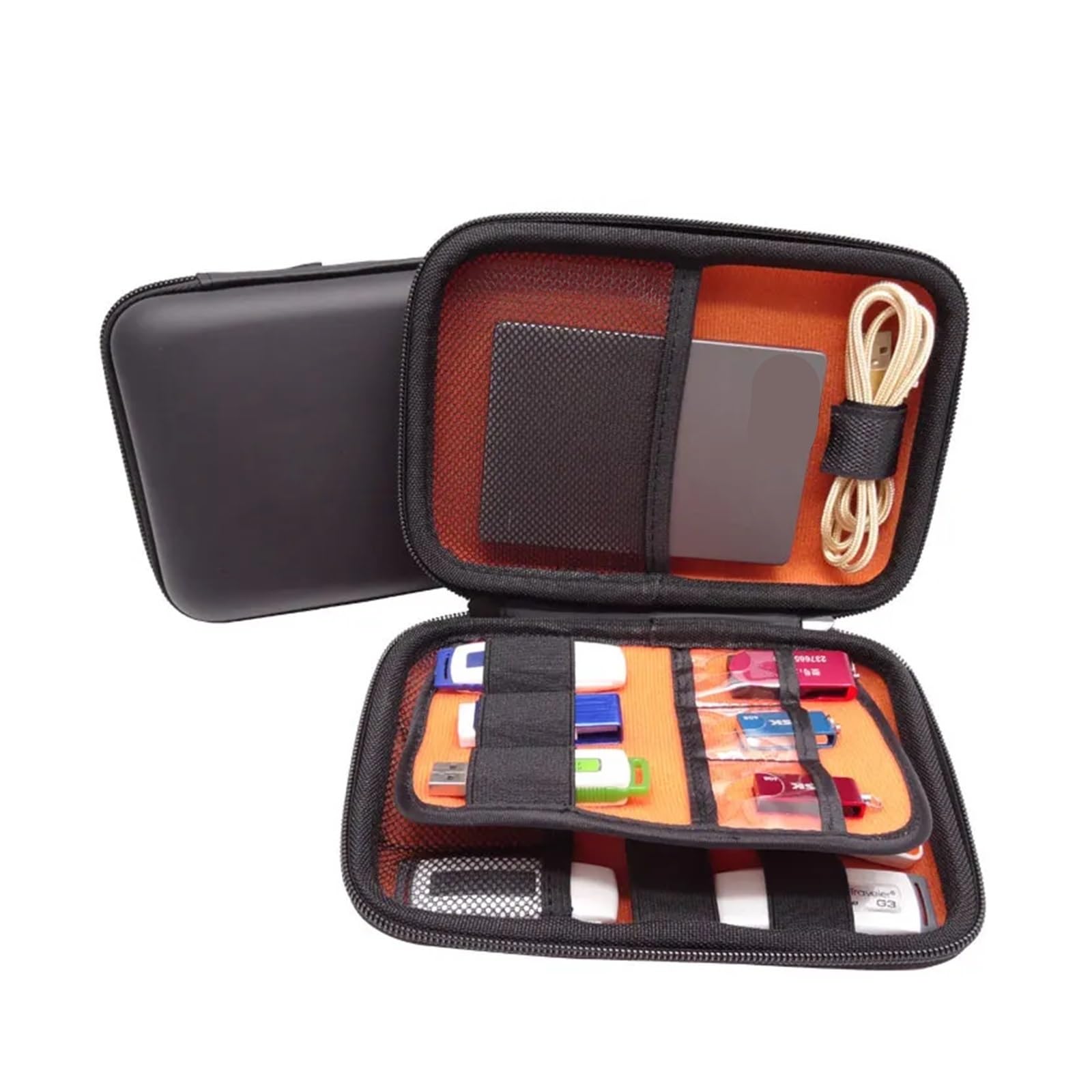 Estuche de almacenamiento para disco duro, 2 unidades, organizador de cables electrónicos de gran tamaño, tarjeta de memoria, unidad flash USB, funda de viaje de 18 x 12 x 4,8 cm