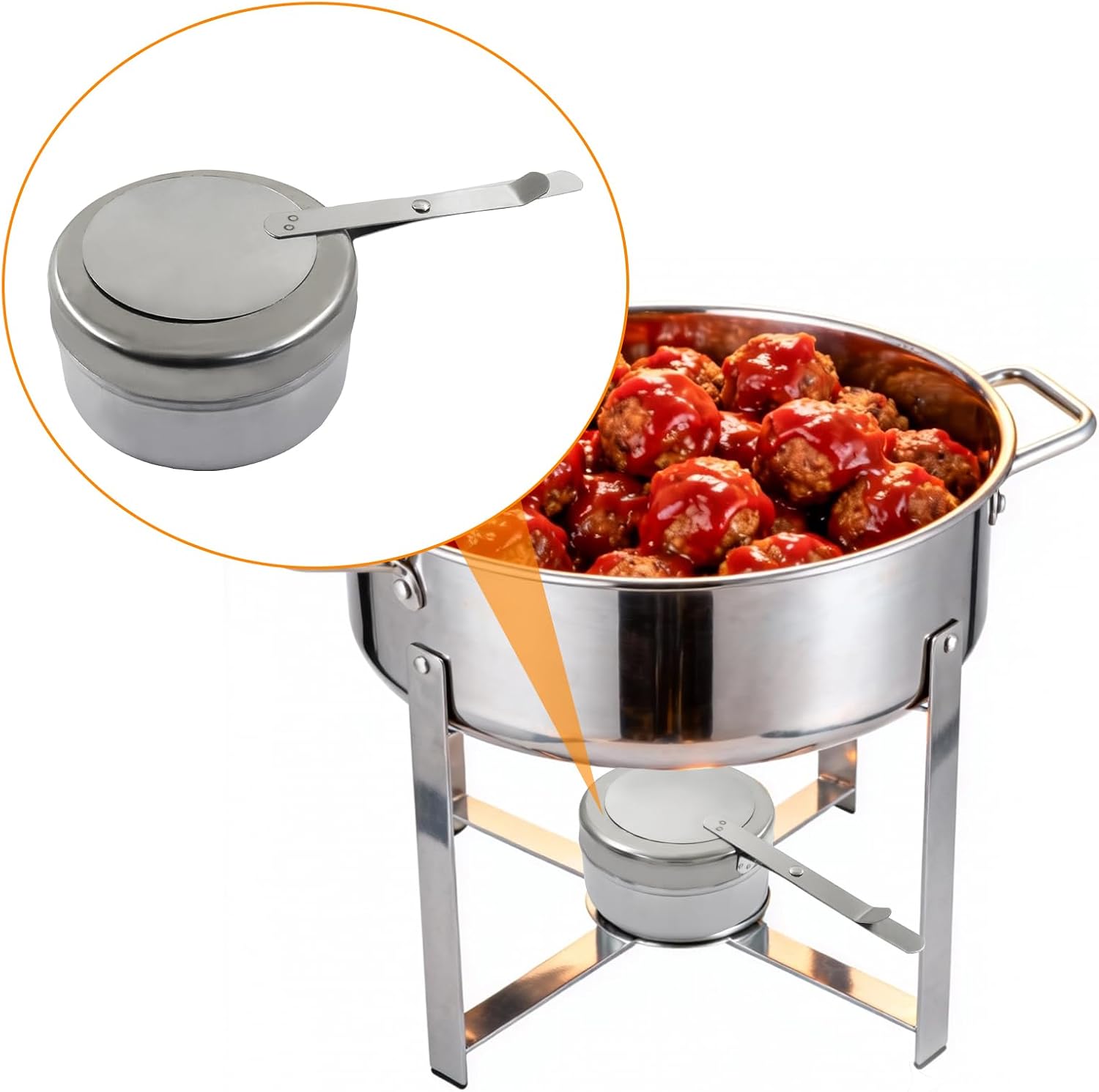 Litoexpe 8 Pack Stainless Steel Chafing Fuel Holders with Safety Cover, Canned Heat Box Holders for Buffet Warmers, Catering Events, Party Supplies & Outdoor Barbecues