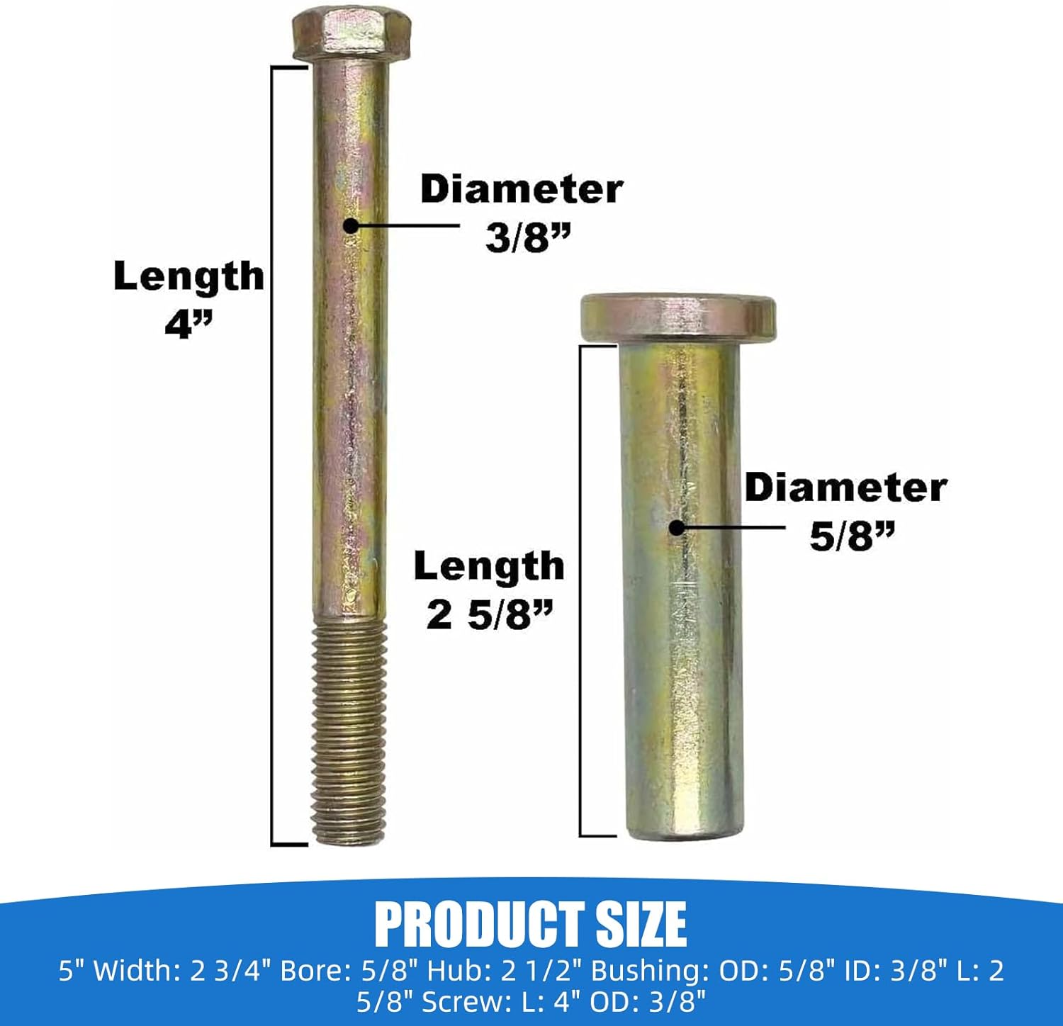 103-3168 Anti-scratch chassis wheel bolt kit, 5/8 inch bore wheel mower for Bad Boy/Exmark/Kubota, part numbers: 022-5234-98, 103-4051, 103-7263, 1-603299