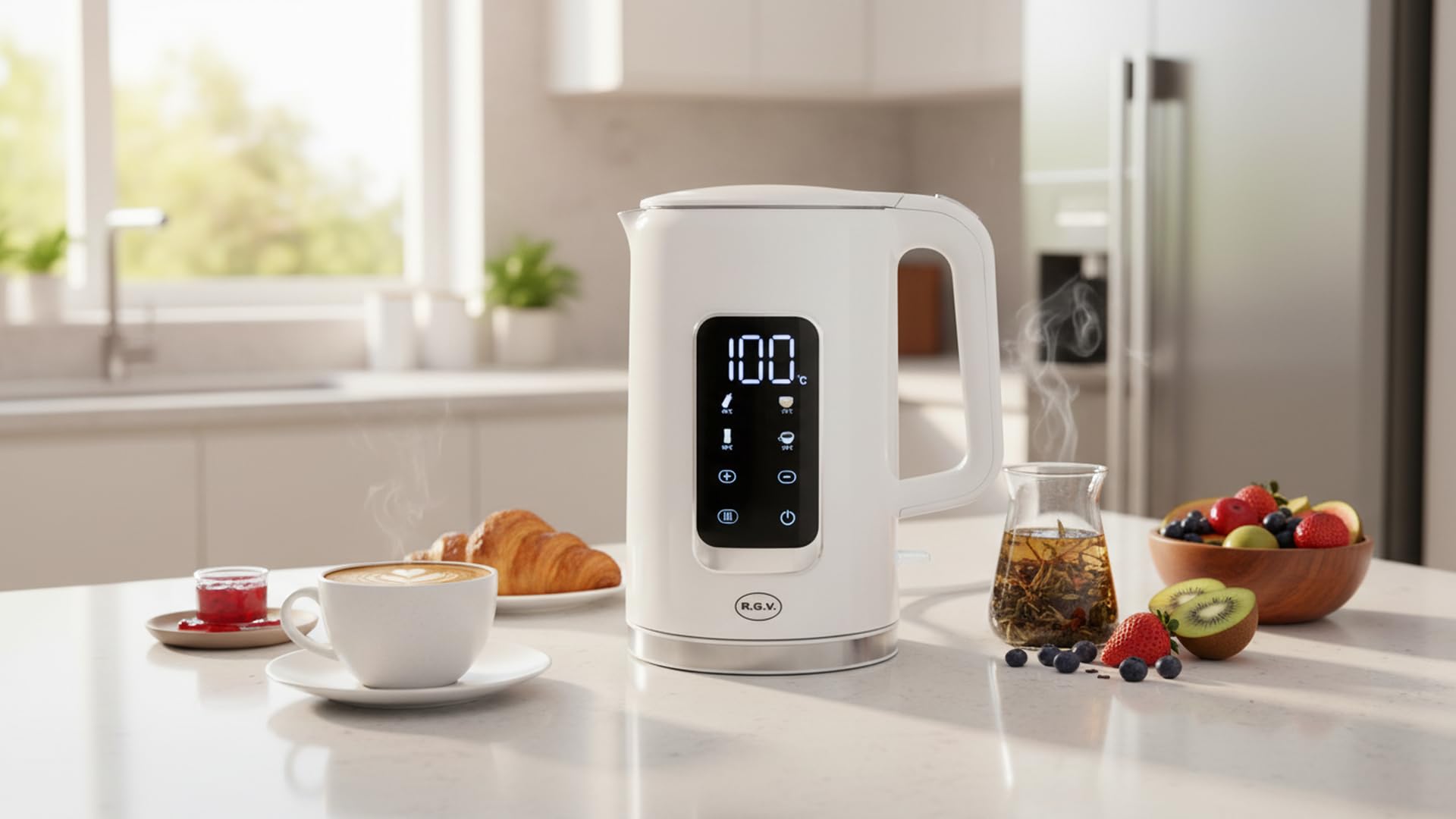 RGV Bollitore Elettrico Digitale - 1,7L con Display LED, Controllo Touch e Temperatura Regolabile 40–100°C
