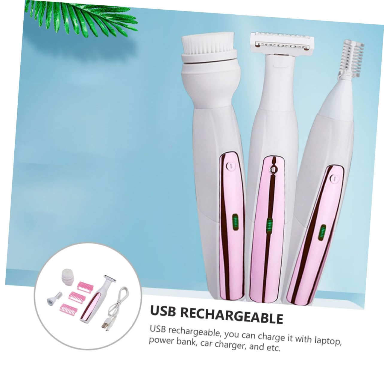 Rasoio Elettrico Donna Viso Depilatore Chioma 3 in 1 Abs | Ipx6 Waterproof, Pulizia Semplice e Funzionamento Silenzioso, per Ascelle e Gambe