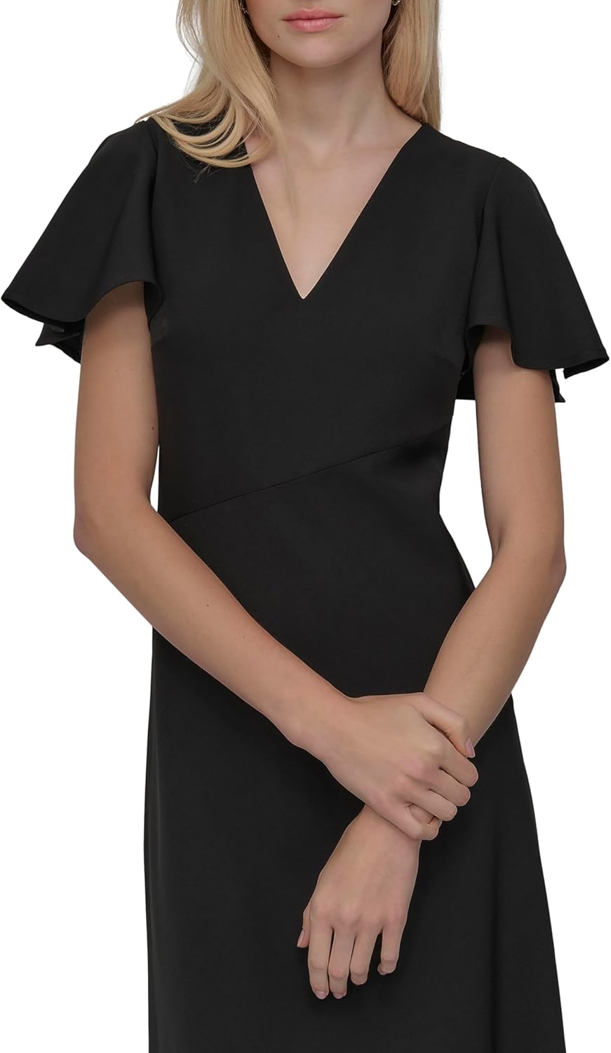 DKNY Women's Split Short Sleeve V-Neck Straight Hem Midi Dress - Image 2