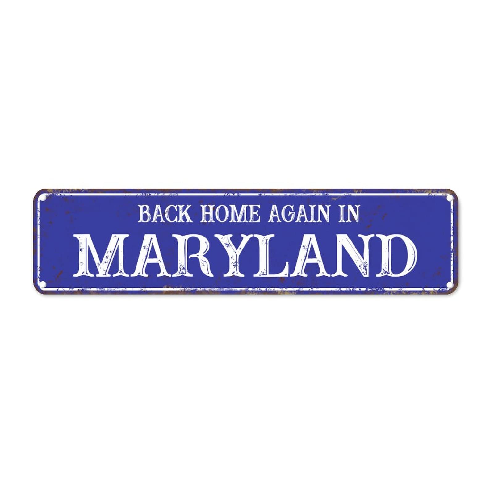 Back Home Again in Maryland Retro Tin Signs Aluminum Metal Sign for Kitchen Home Garden Wall Bar Cafe Decor 4x16 Inch