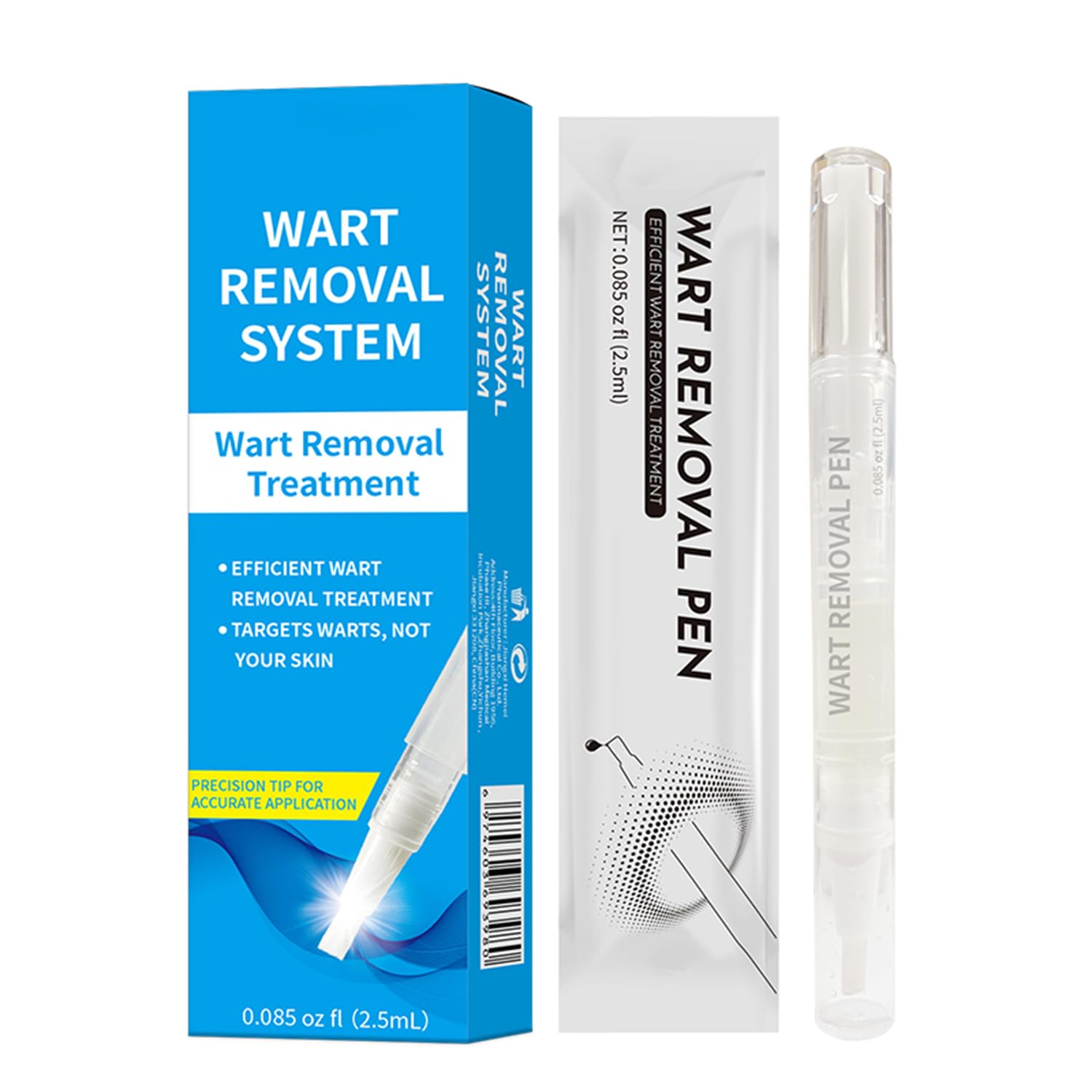 Removedor de verrugas de acción rápida para rostro y cuerpo - Lápiz con ácido salicílico y pincel de precisión | Fórmula suave para eliminar verrugas, tamaño viaje (2.5ml)