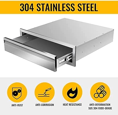 Miniatura 10 de Cajones de cocina para exteriores, acero inoxidable, montaje empotrado, para barbacoa, cajón único para isla de cocina al aire libre, o estación de