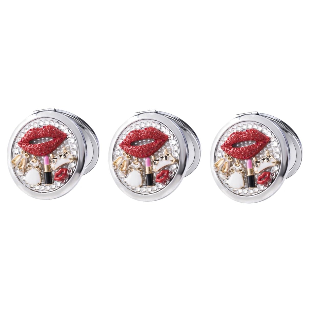 Healeved 3stücke Tragbarer Doppelseitiger Kosmetikspiegel Faltbarer Handspiegel Für Makeup Hochauflösender Robuster Taschenspiegel Für Damen Für Unterwegs