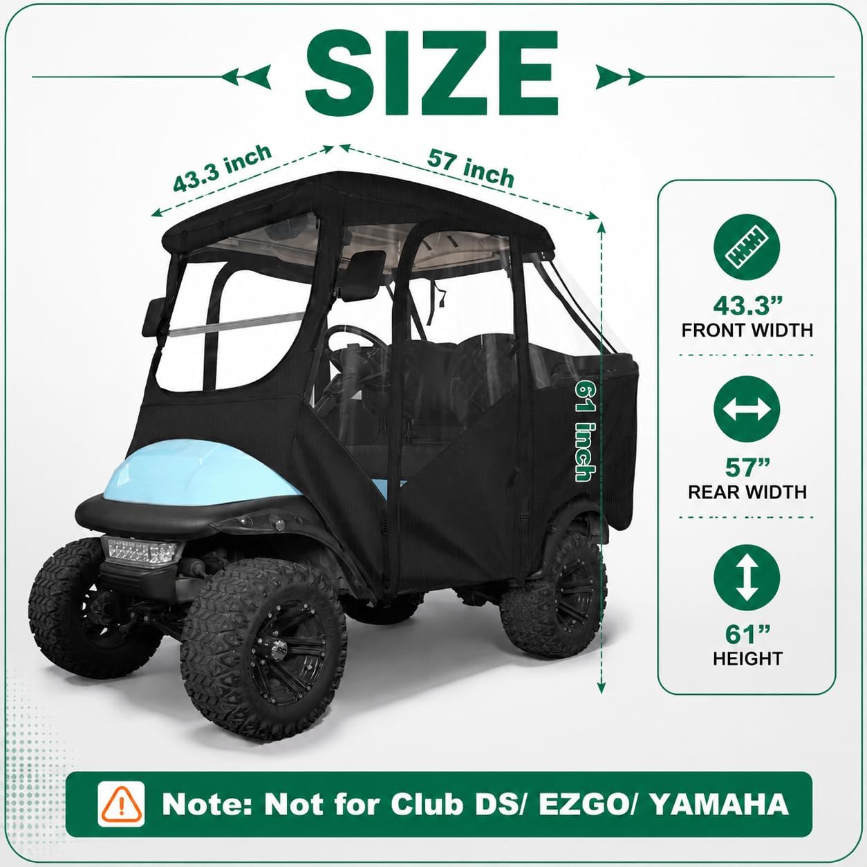 10L0L Cubierta para carrito de golf para 4 pasajeros precedente de coche, 4 lados, cubierta de lluvia transparente para todo tipo de clima, resistente al viento, a prueba de nieve