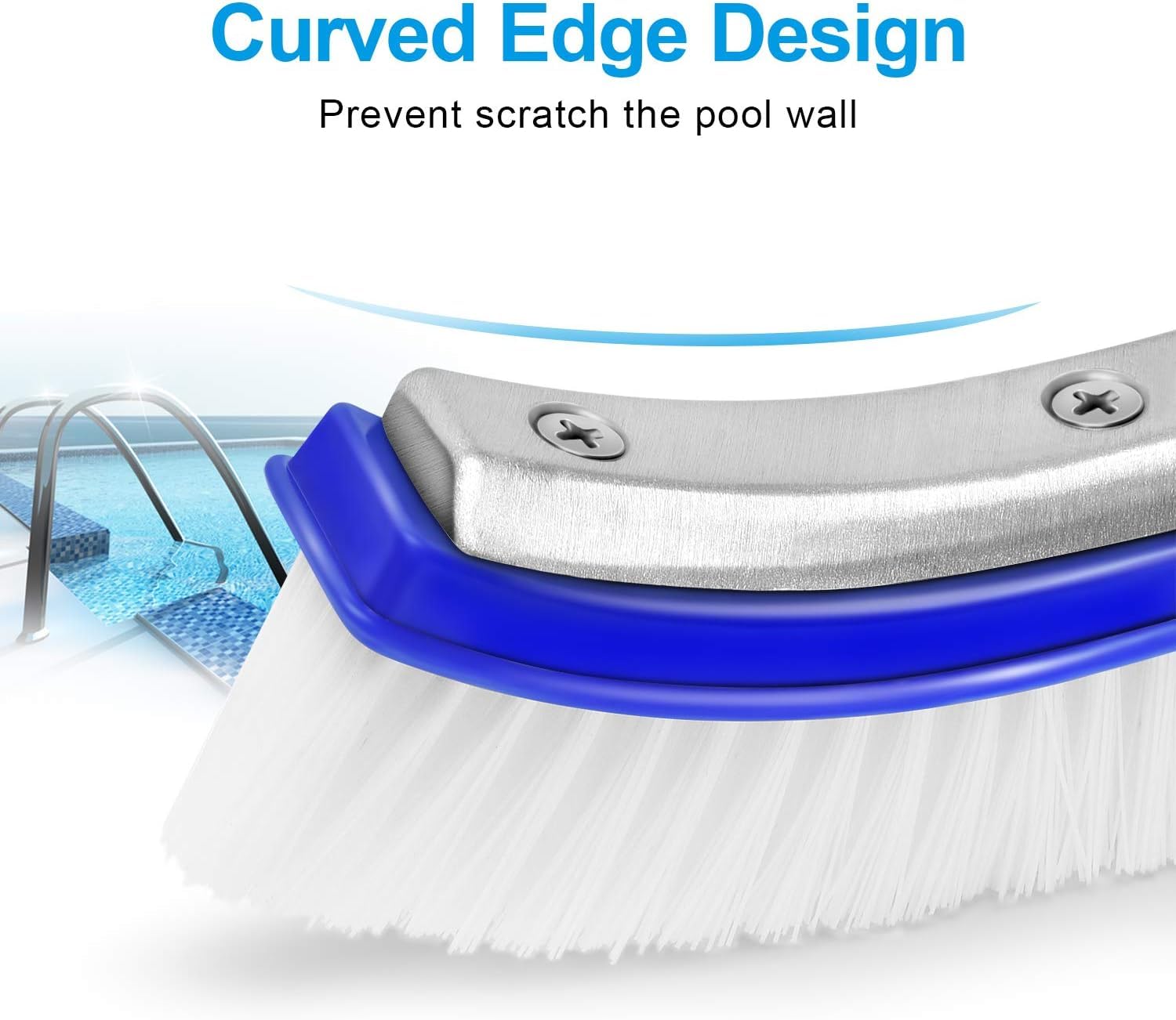 VABNEER Brosse de piscine en plastique durable 45,7 cm pour piscines, étangs, spas, sources chaudes, baignoires, murs et sols