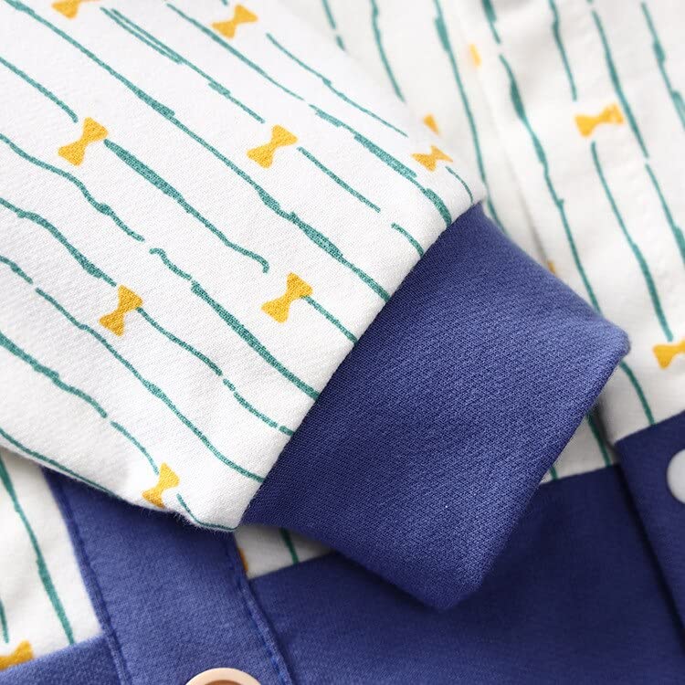 Image of Bold N Elegant Cute Tie Newborn Cotton Full Sleeve Footless Baby Romper Onesie Buttoned Bodysuit for Newborn Infant Baby Boys Girls