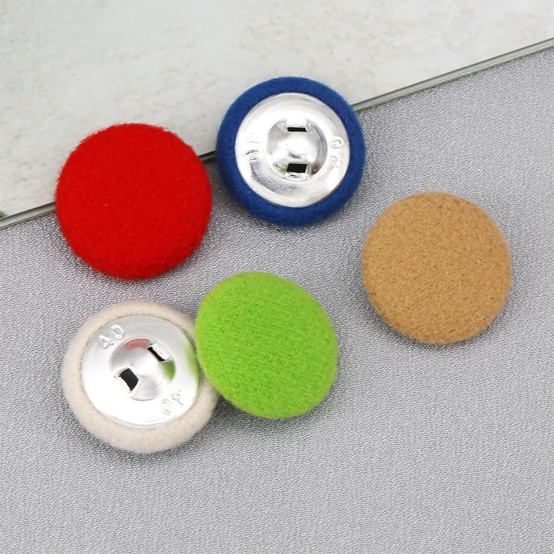 Botones de Terciopelo Rosa Claro de 15-38 mm, 60 Unidades, Recubiertos de Tela, para Trajes, Botones clásicos de Metal, Ideales para Chaquetas, Abrigos y Vaqueros.