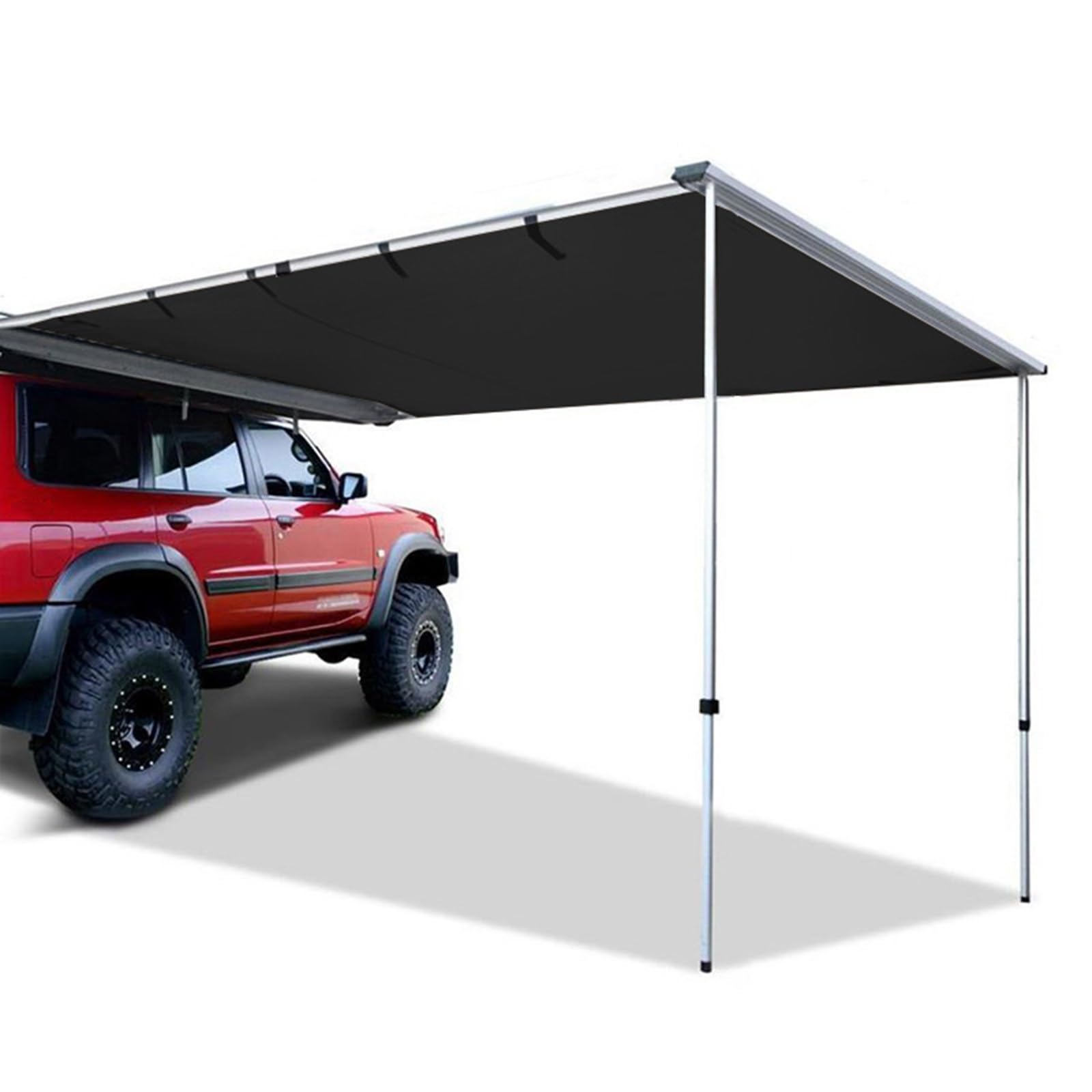 Vehicle Awning Roof Rack Pull-Out Sun Shade Coverage PU3000mm UV50+ Retractable Weatherproof Car Side Awning for SUV Camping & Overland ( Black/Khaki )(Color:Black,Size:160*250cm/5.2*8.2ft)