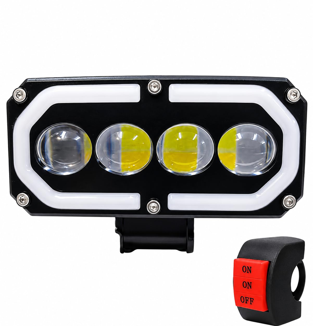 BIKEBLOOM LED Fog Light for Bike & Car | HJG 4 Lamp RGB White/Yellow DRL | 60W Waterproof Multi Color Projector | Universal 12V/48V Motorcycle, Scooty & Off Road Bright Headlight for Night Ride-image-44