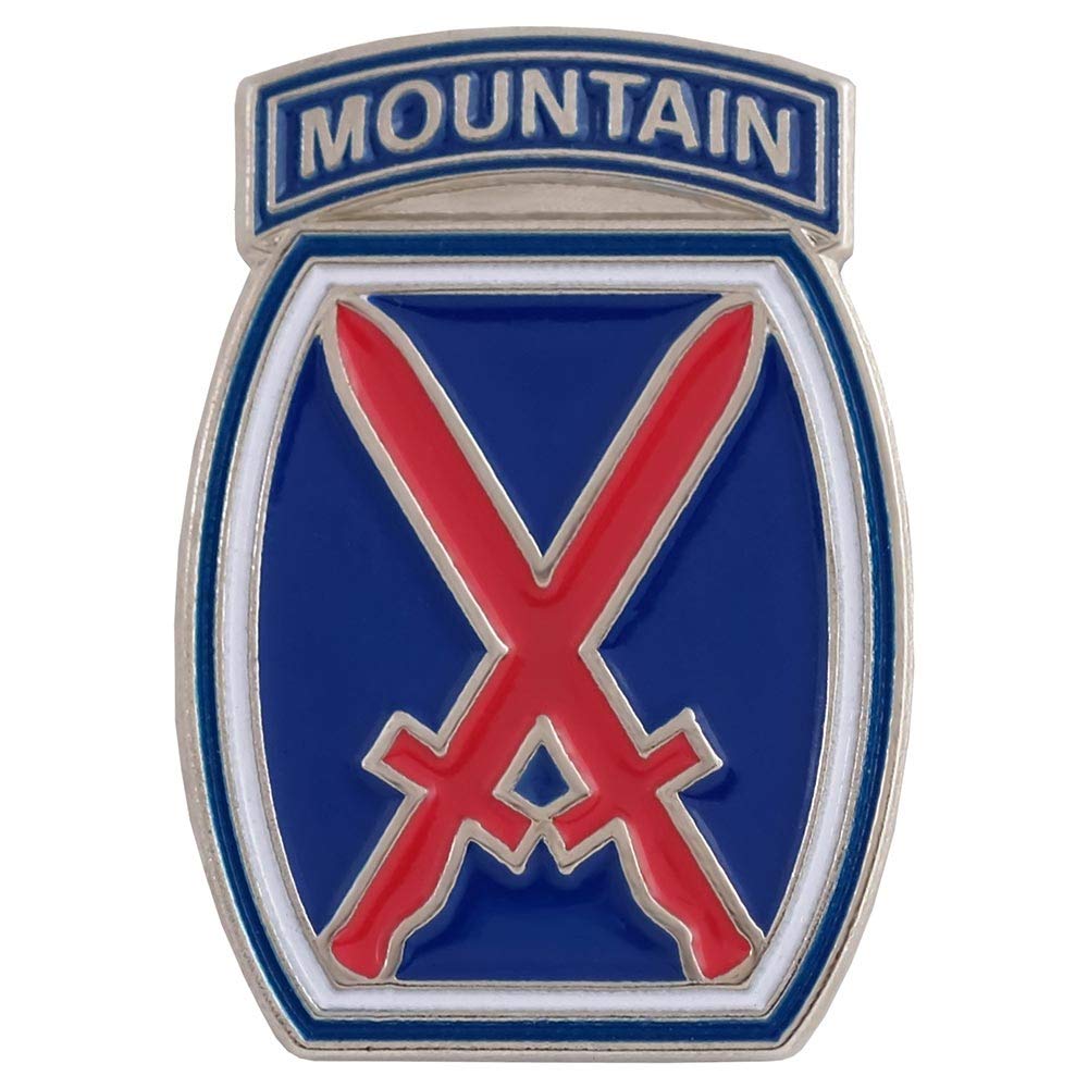 Vintage Ski World10th Mountain Division Logo Vintage Metal Pin Hat Shirt Pin Tie Tack Pinback, 1 x 1 3/4 inches