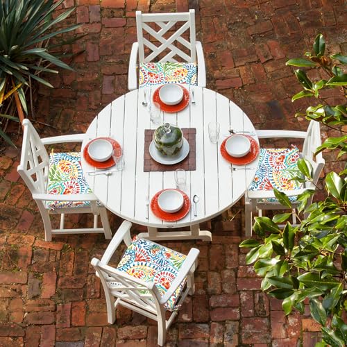 LVTXIII Outdoor Chair Cushions, Fade-Resistant Patio Furniture Cushions Outdoor Square Chair Pads with Ties for Dining Chairs and Garden Furniture Decoration, 18.5"x16"x2" Set of 2, Paisley Multi