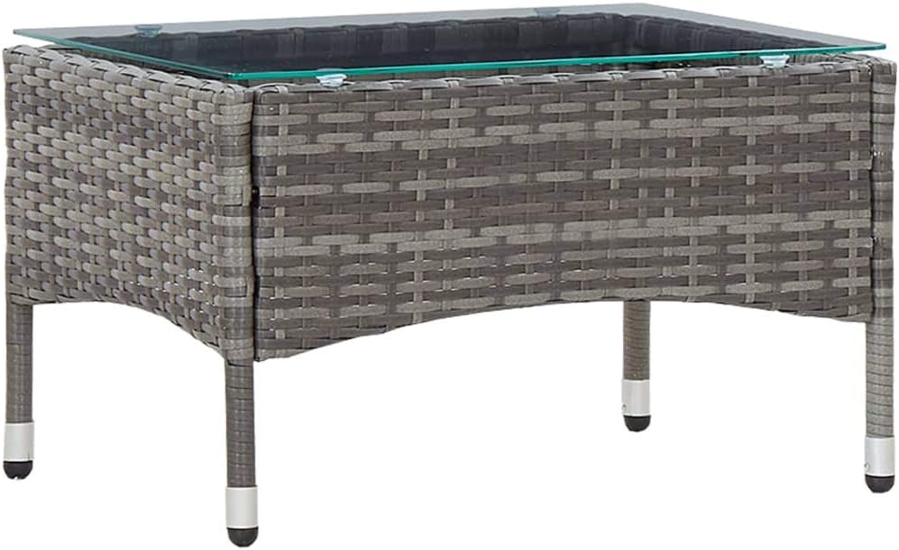 Balcony side tables Balcony occasional tables Garden tables Garden side tables Patio tables Balcony tables Patio coffee table Outdoor side tables Coffee Table Gray 23.6"x15.7"x14.2" Poly Rattan
