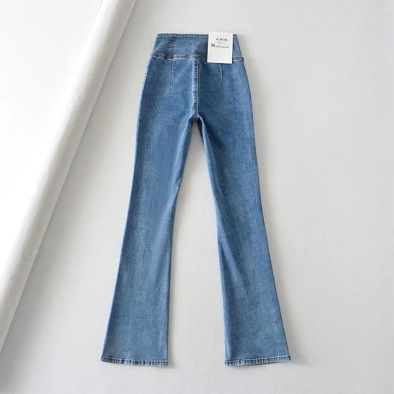 Generico Jeans da Donna a Flared, Pantalone Denim Elegante Curvy Skinny Push Up Flared Elefante Campana Slim Sexy Pantaloni Stretch Jeans da Donna a Vita Alta Pantaloni Tuta Elastique per Lavoro