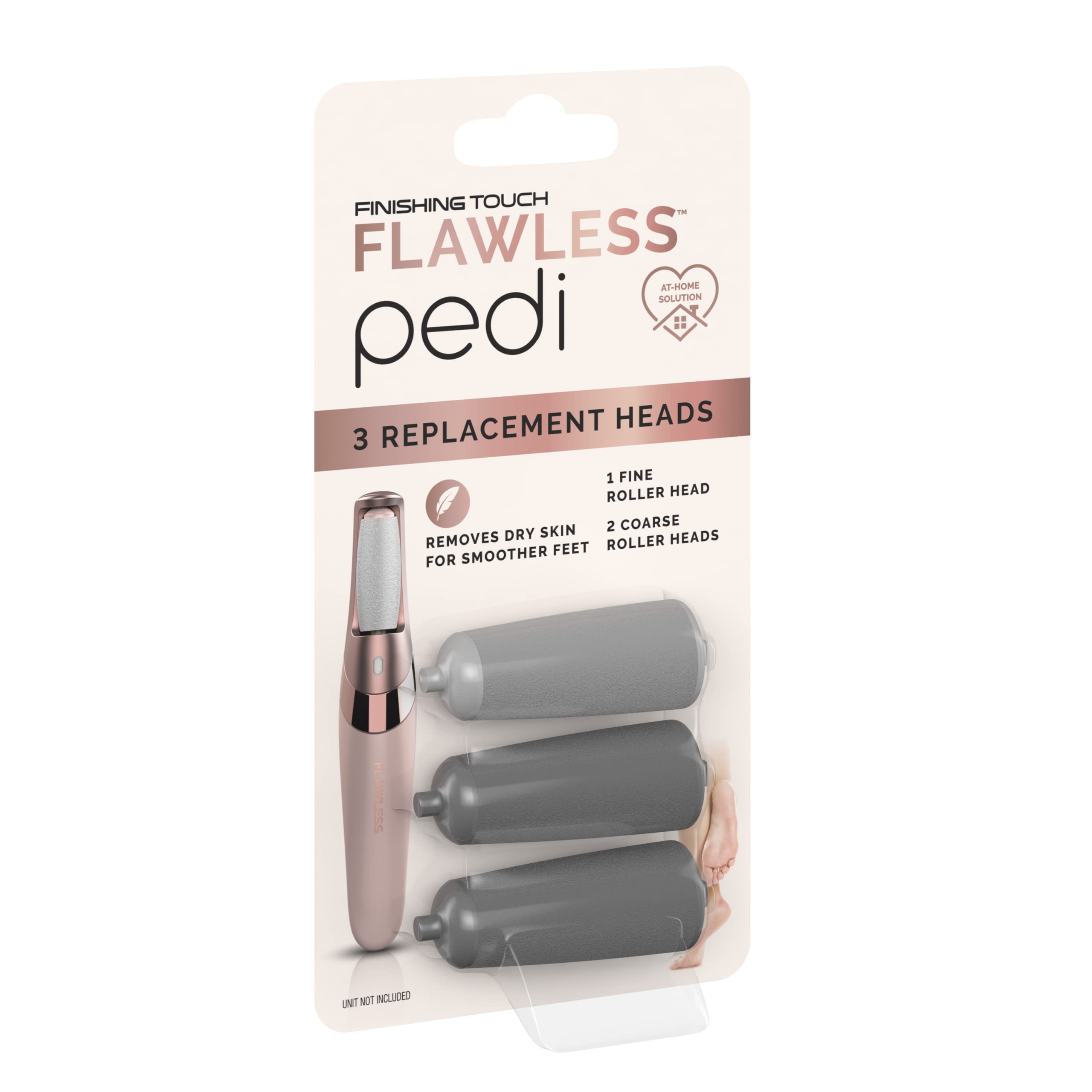 Finishing Touch Flawless Pedi – zestaw 3 wymiennych głowic rolkowych do elektrycznego pilnika do pedicure, idealne do domowego spa, zawiera 2 grube głowice rolkowe i 1 cienką głowicę