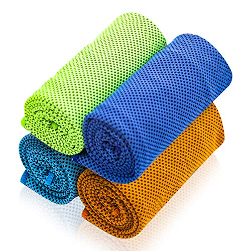 LIEKUMM 4枚セット 冷却タオル UVカット 防臭抗菌 ひんやり感 瞬冷タイプ スポーツタオル 超吸水 速乾速冷 猛暑対策 熱中症対策 花火大会 旅行 東京オリンピック