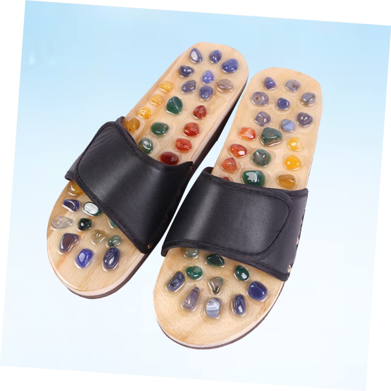 Massagepantoffeln 1 Paar aus Natürlichem Achat, Schwarz 44