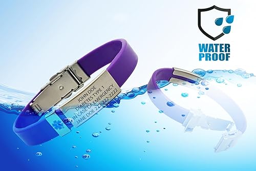 Miniatura 5 de UltraSlim - Pulsera de identificación de alerta médica impermeable  Pulsera de información de emergencia grabada personalizada con tarjeta médica y