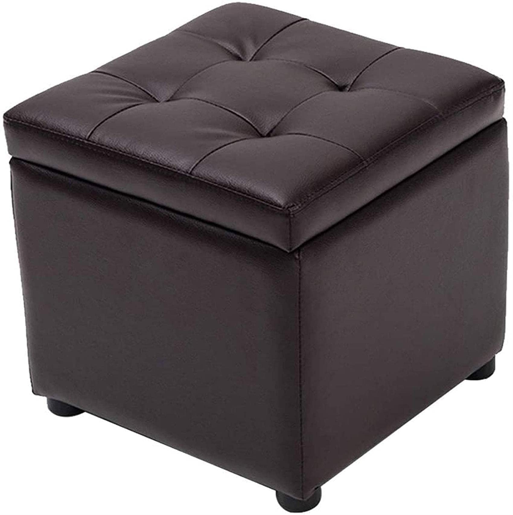 Boîte de rangement repose-pieds moderne en faux cuir - Petit banc rembourré coffre de salon PU