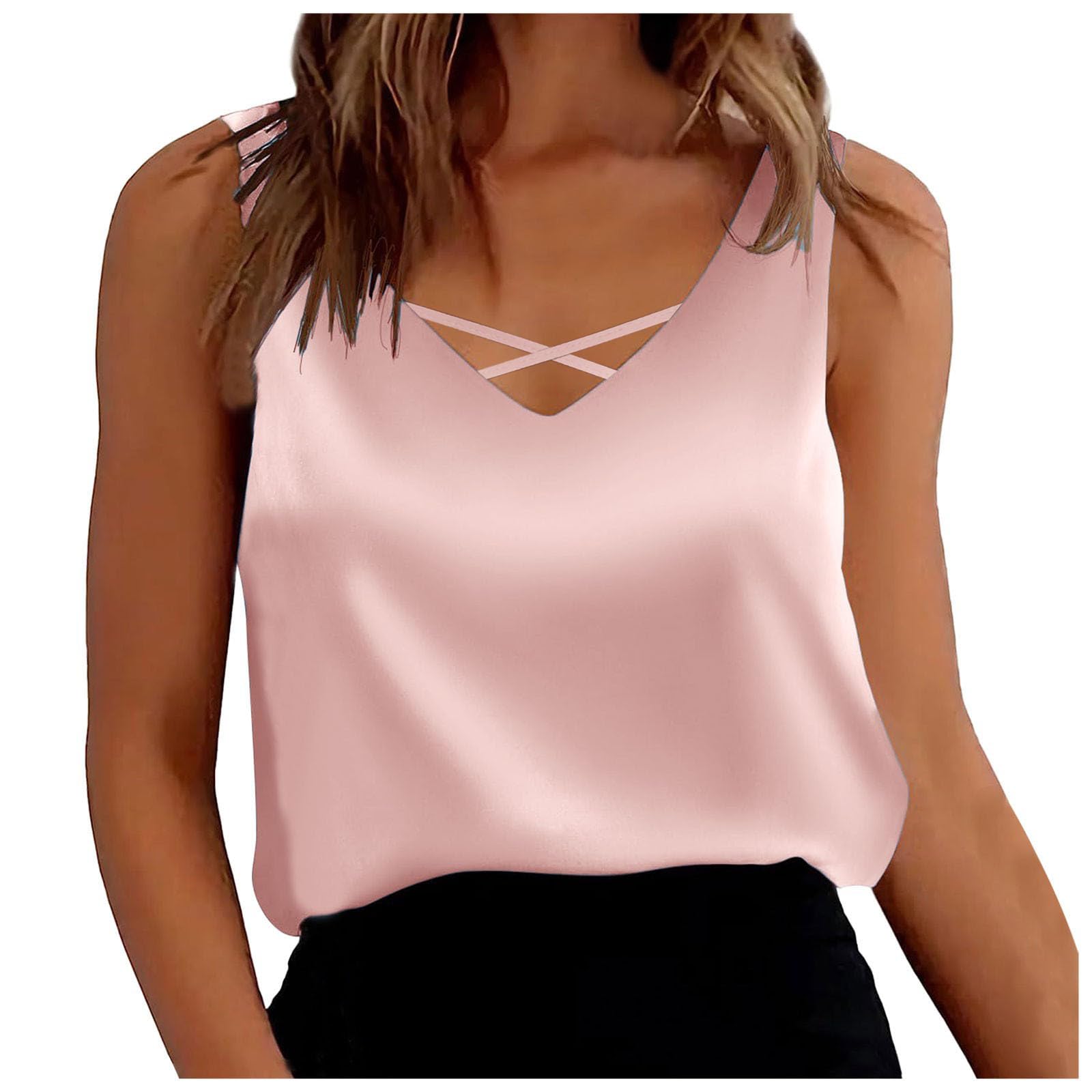 Generic Camisas Mujer Blancas Vestir para Mujer, Camiseta básica de Verano con Cuello en V, Blusas sin Mangas Chaqueta Felpa Mujer Cuadros