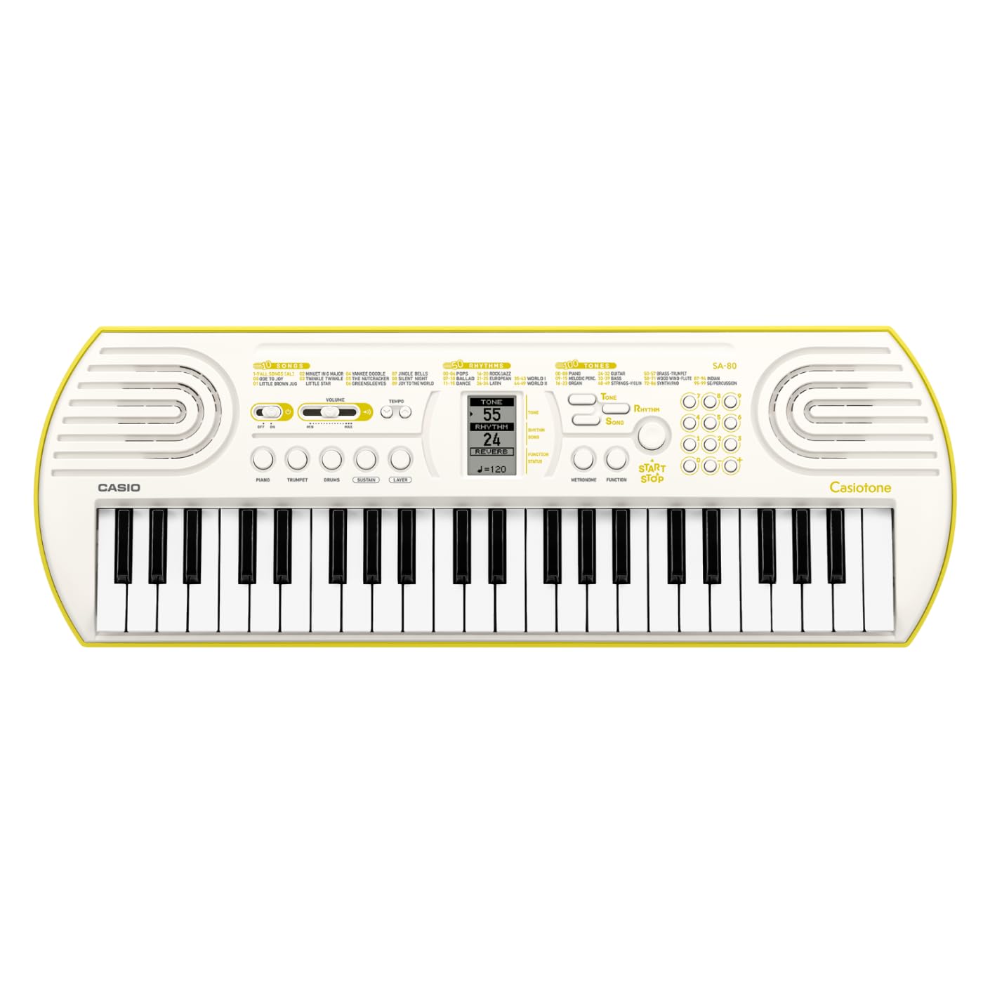 Kit Tastiera Casio SA80 (Fondo Verde) con Alimentatore, Borsa ffalstaff imbottita e E-book "Suona la Tastiera" (SA80+ Borsa ffalstaff + Alimentatore)