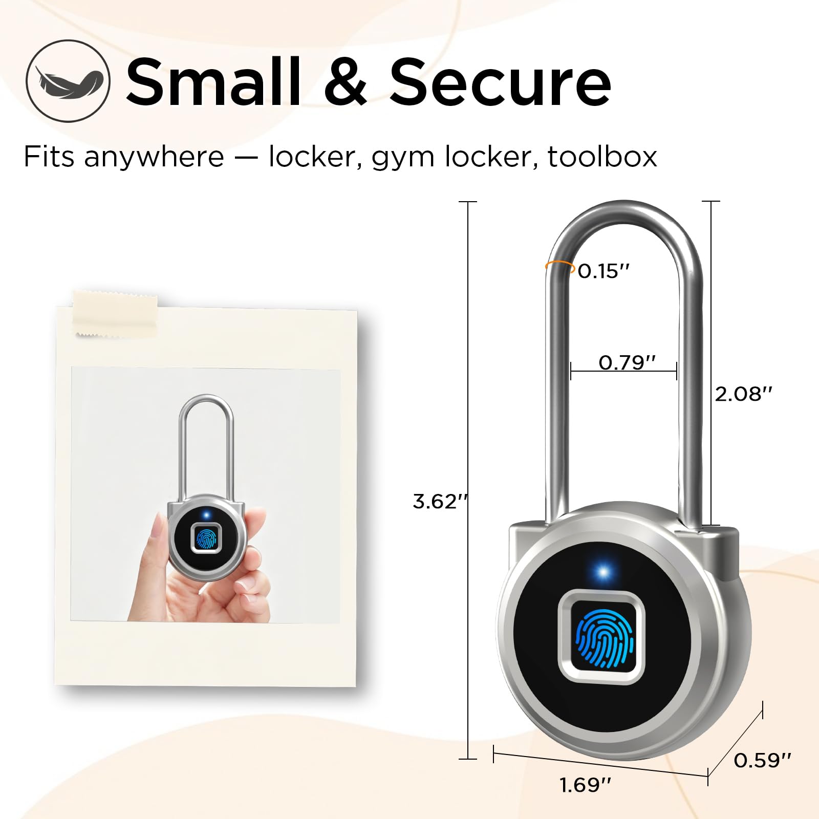 Cadenas à empreintes digitales – Cadenas intelligent biométrique en métal sans clé, étanche rechargeable par USB, casier de gym, bagages, sac à dos, valise
