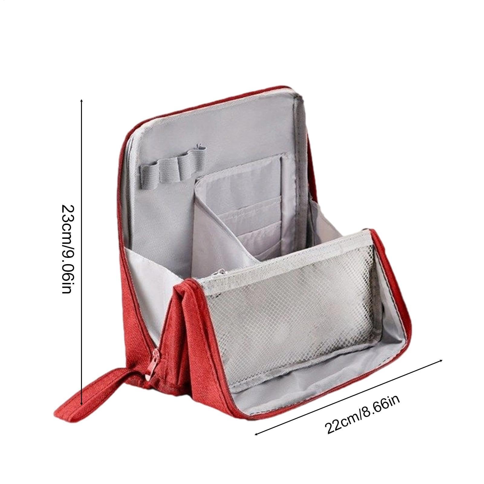 Bolsas de viaje de cosméticos para mujer, fundas de viaje verticales de gran capacidad para champú, base, protector solar, spray para el cabello, sombra de ojos, organizador portátil, rojo vino