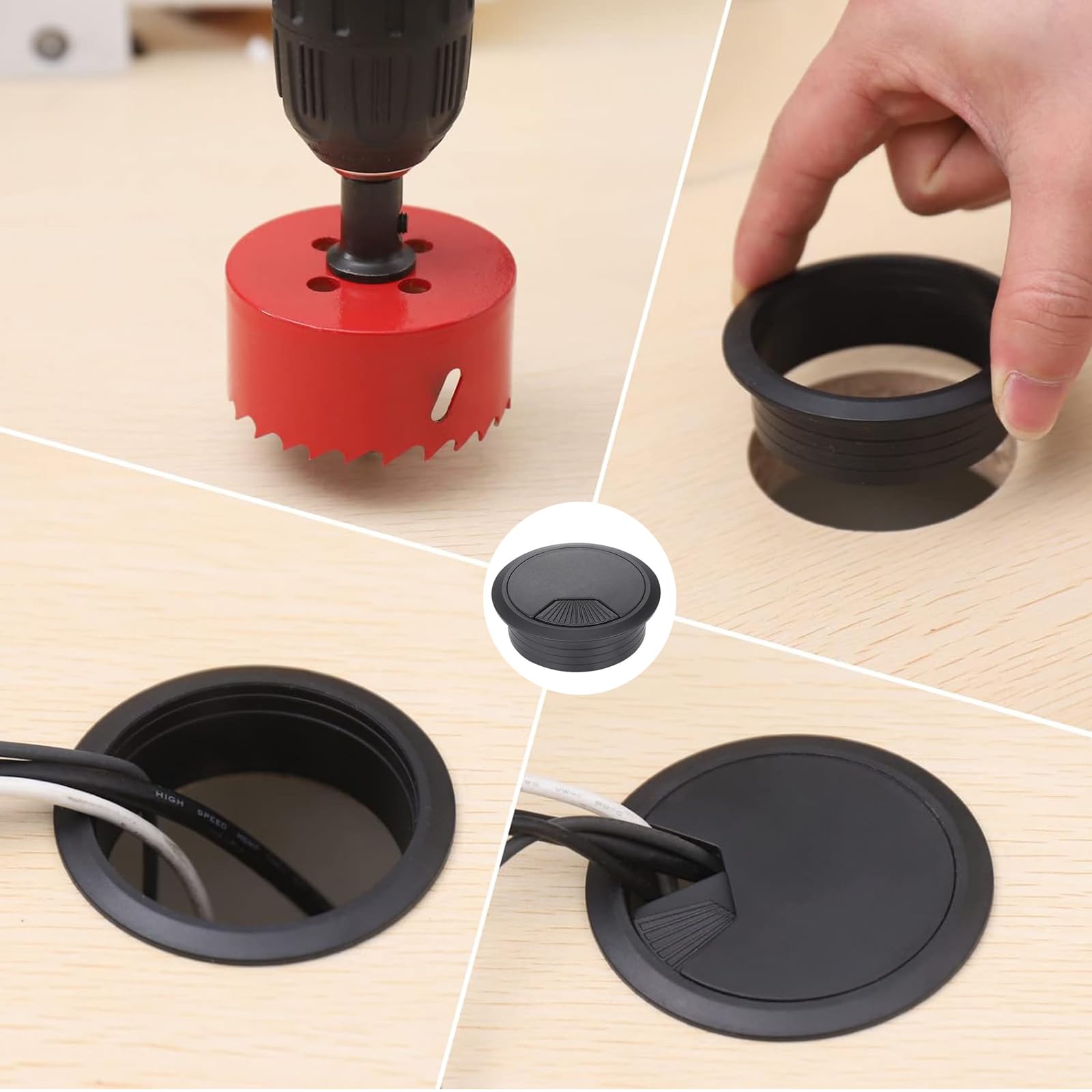 Copri Foro Passacavo per Scrivania 60 mm Diametro 12pcs